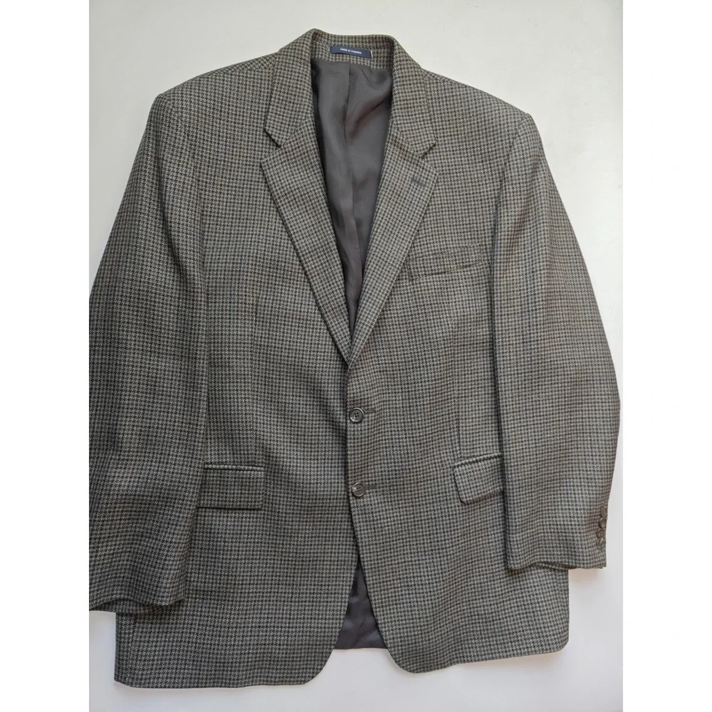 Chaps Vintage Mens Wool Sports Coat 44R Taupe Houndstooth 2 Button Blazer Canada